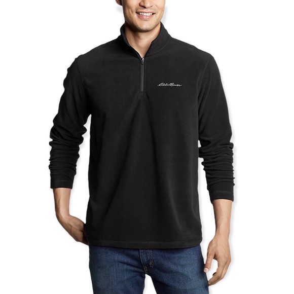 EDDIE BAUER Venture Sweatshirt Black Quarter Zip Fleece Pullover Jacket NWT - Picture 2 of 5